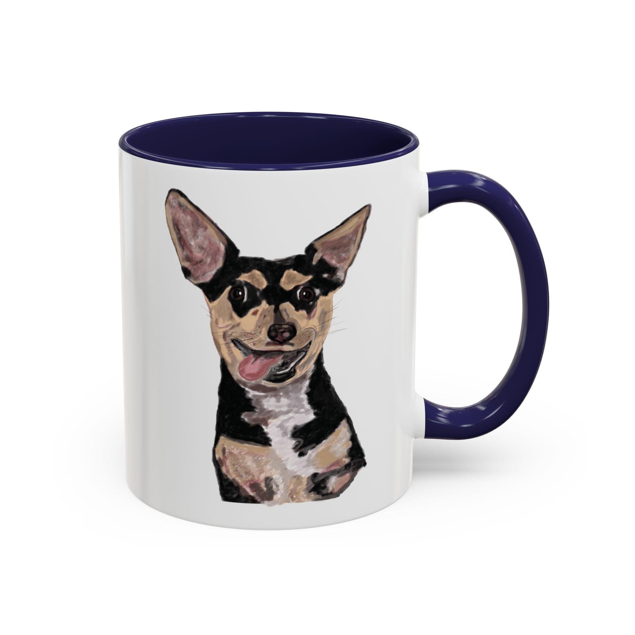 Chihuahua "Rascal" Two Tone Ceramic Coffee Mugs - Blue Cava