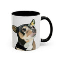 Chihuahua Two Tone Ceramic Coffee Mugs in 11 oz or 15 oz with multiple color options for the interior and handle - Blue Cava