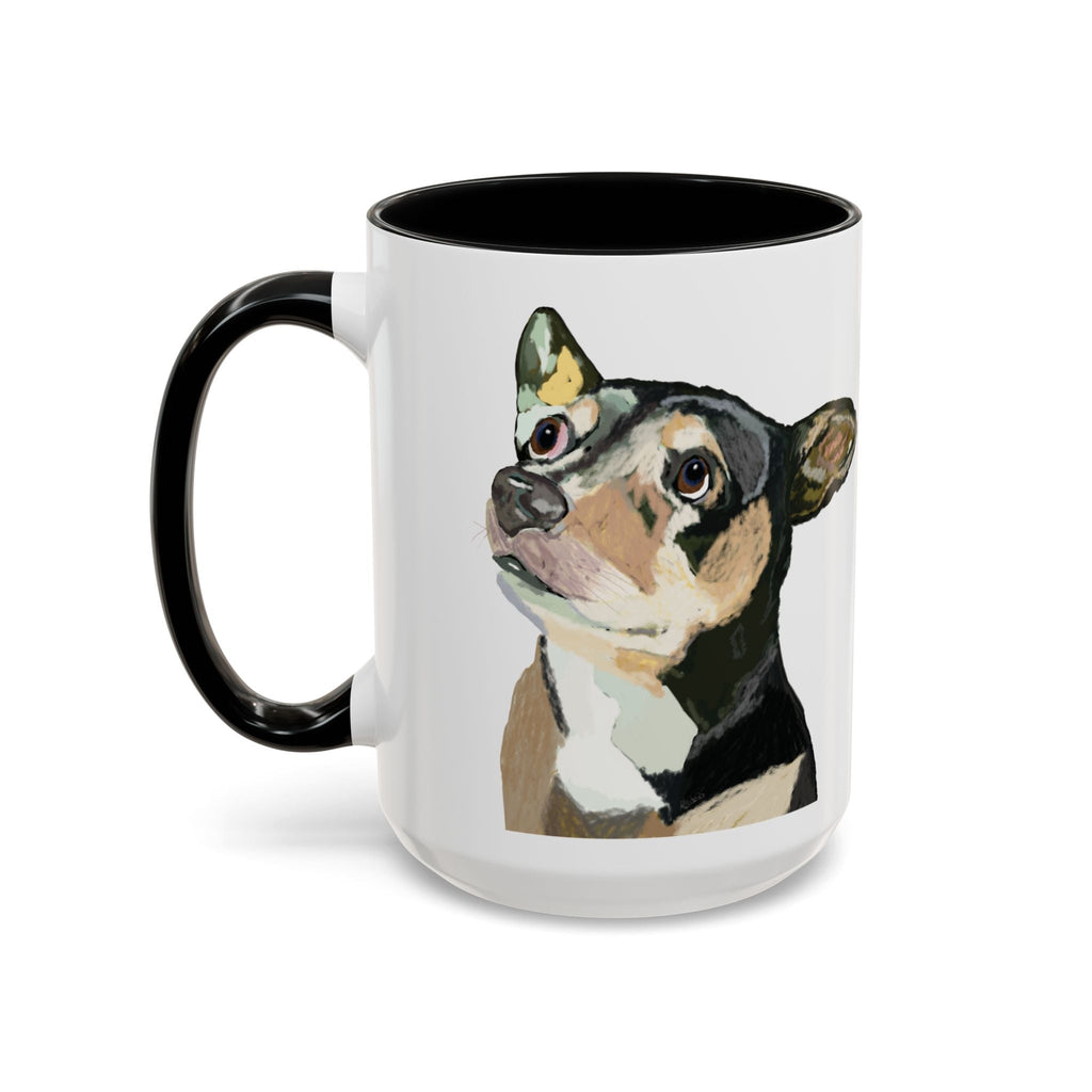 Chihuahua Two Tone Ceramic Coffee Mugs in 11 oz or 15 oz with multiple color options for the interior and handle - Blue Cava