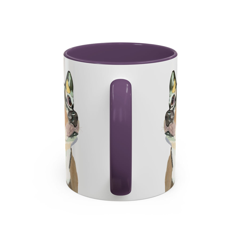 Chihuahua Two Tone Ceramic Coffee Mugs in 11 oz or 15 oz with multiple color options for the interior and handle - Blue Cava