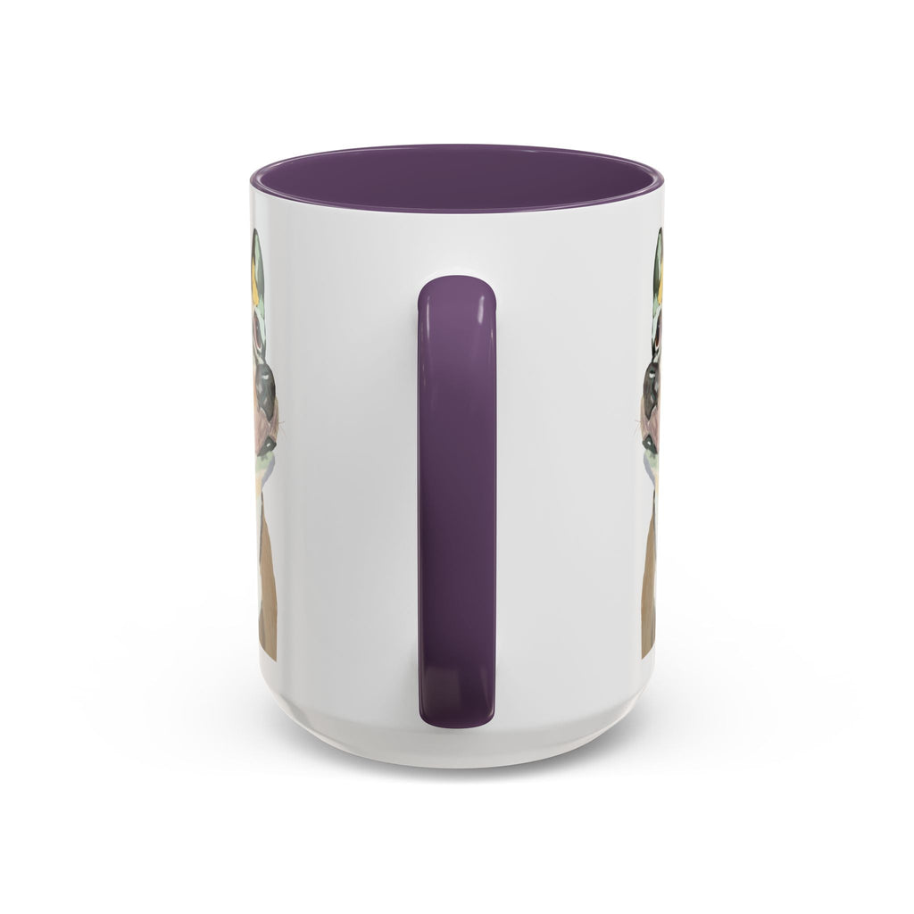 Chihuahua Two Tone Ceramic Coffee Mugs in 11 oz or 15 oz with multiple color options for the interior and handle - Blue Cava