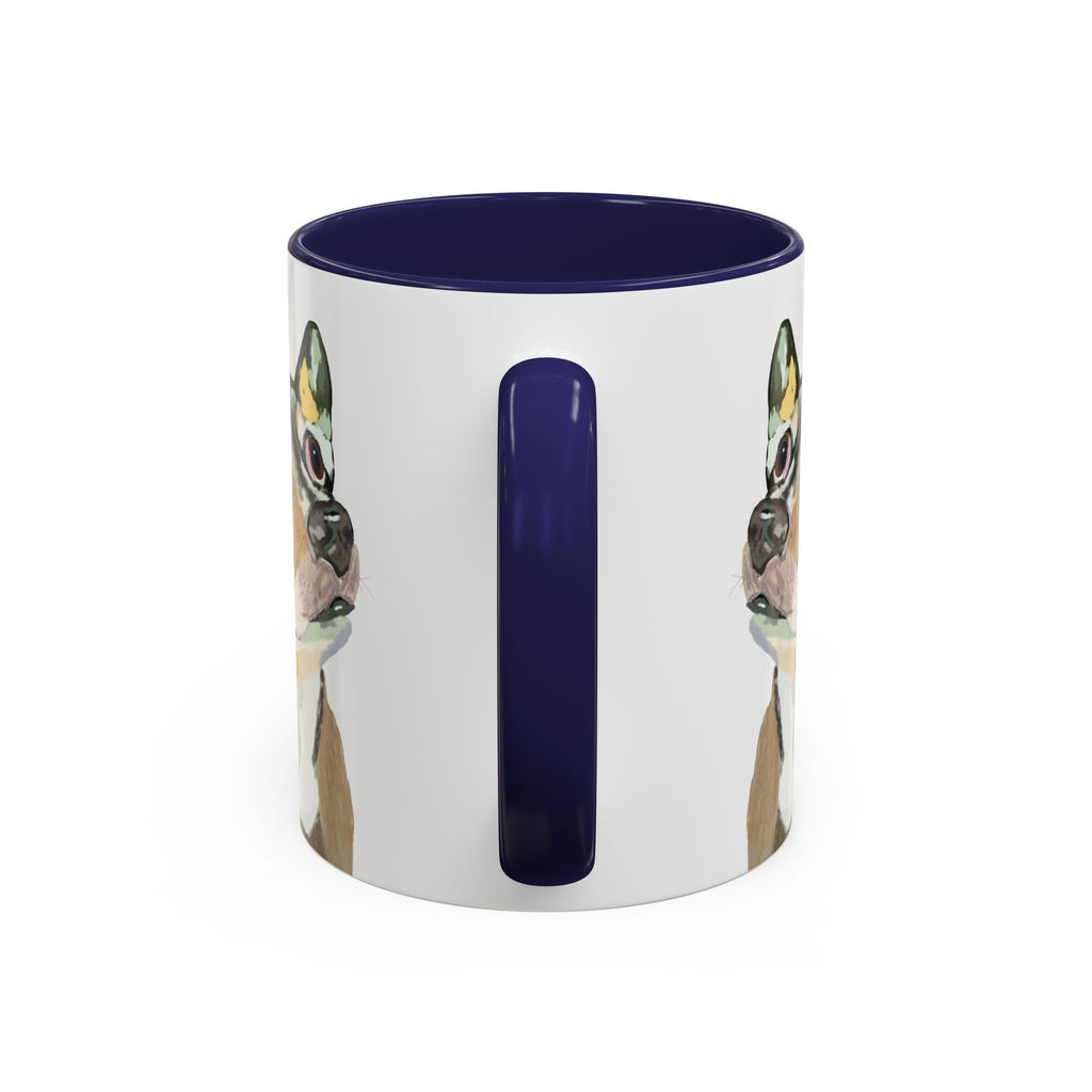 Chihuahua Two Tone Ceramic Coffee Mugs in 11 oz or 15 oz with multiple color options for the interior and handle - Blue Cava