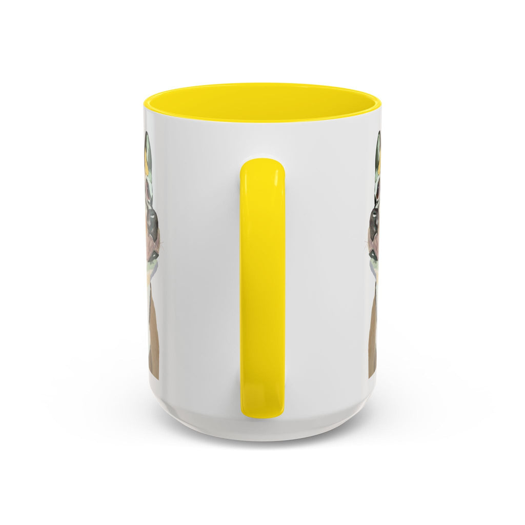Chihuahua Two Tone Ceramic Coffee Mugs in 11 oz or 15 oz with multiple color options for the interior and handle - Blue Cava