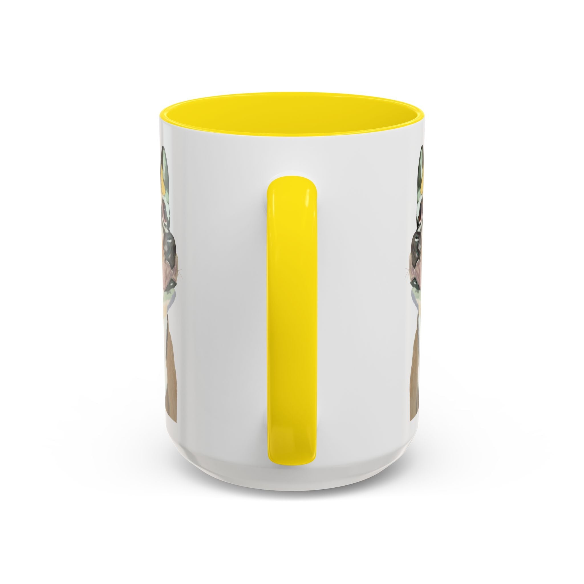 Chihuahua Two Tone Ceramic Coffee Mugs in 11 oz or 15 oz with multiple color options for the interior and handle - Blue Cava