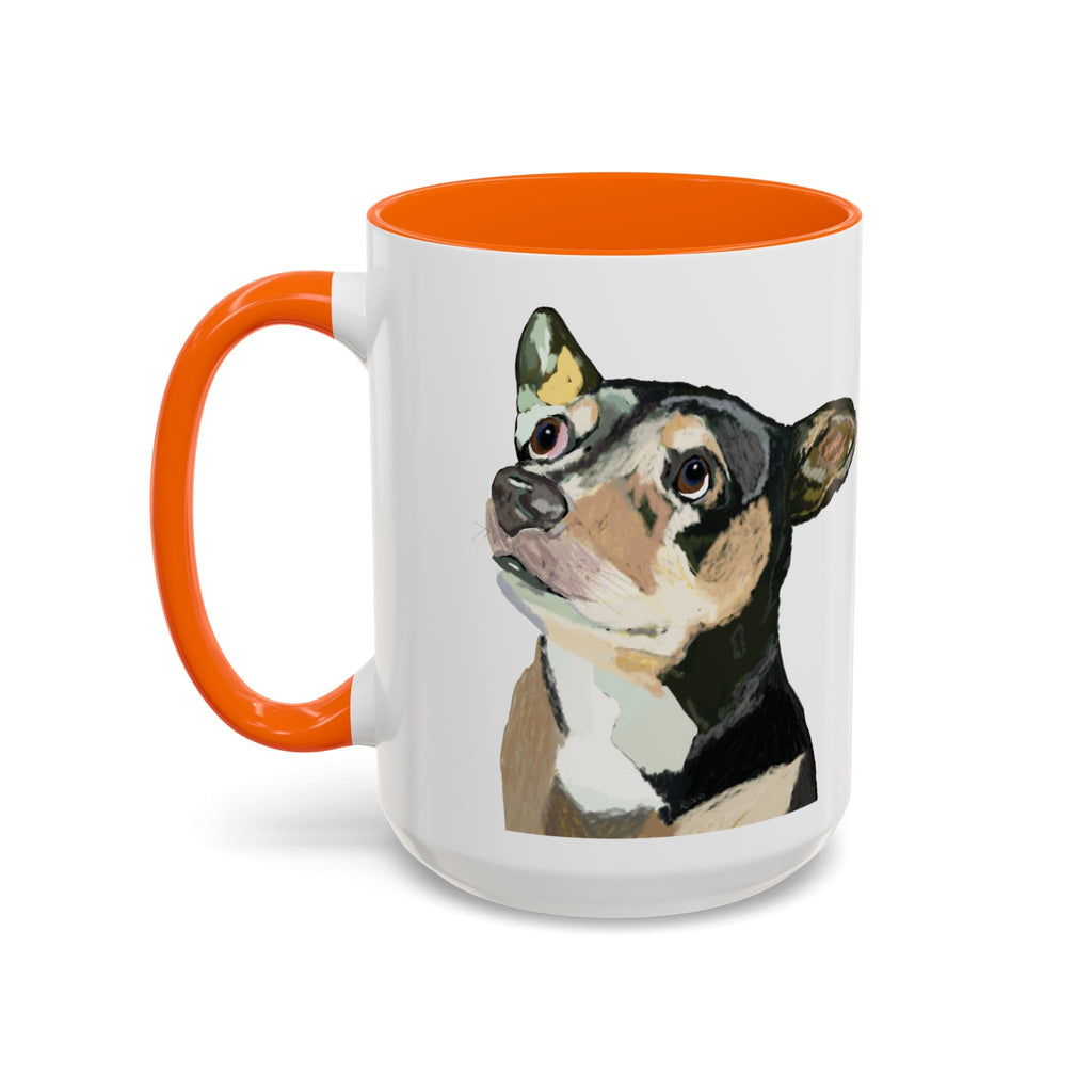 Chihuahua Two Tone Ceramic Coffee Mugs in 11 oz or 15 oz with multiple color options for the interior and handle - Blue Cava
