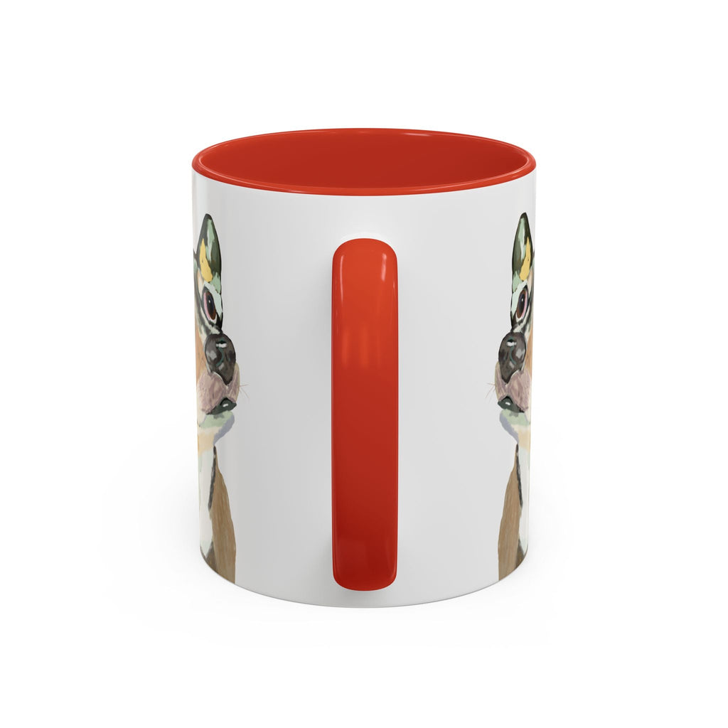 Chihuahua Two Tone Ceramic Coffee Mugs in 11 oz or 15 oz with multiple color options for the interior and handle - Blue Cava
