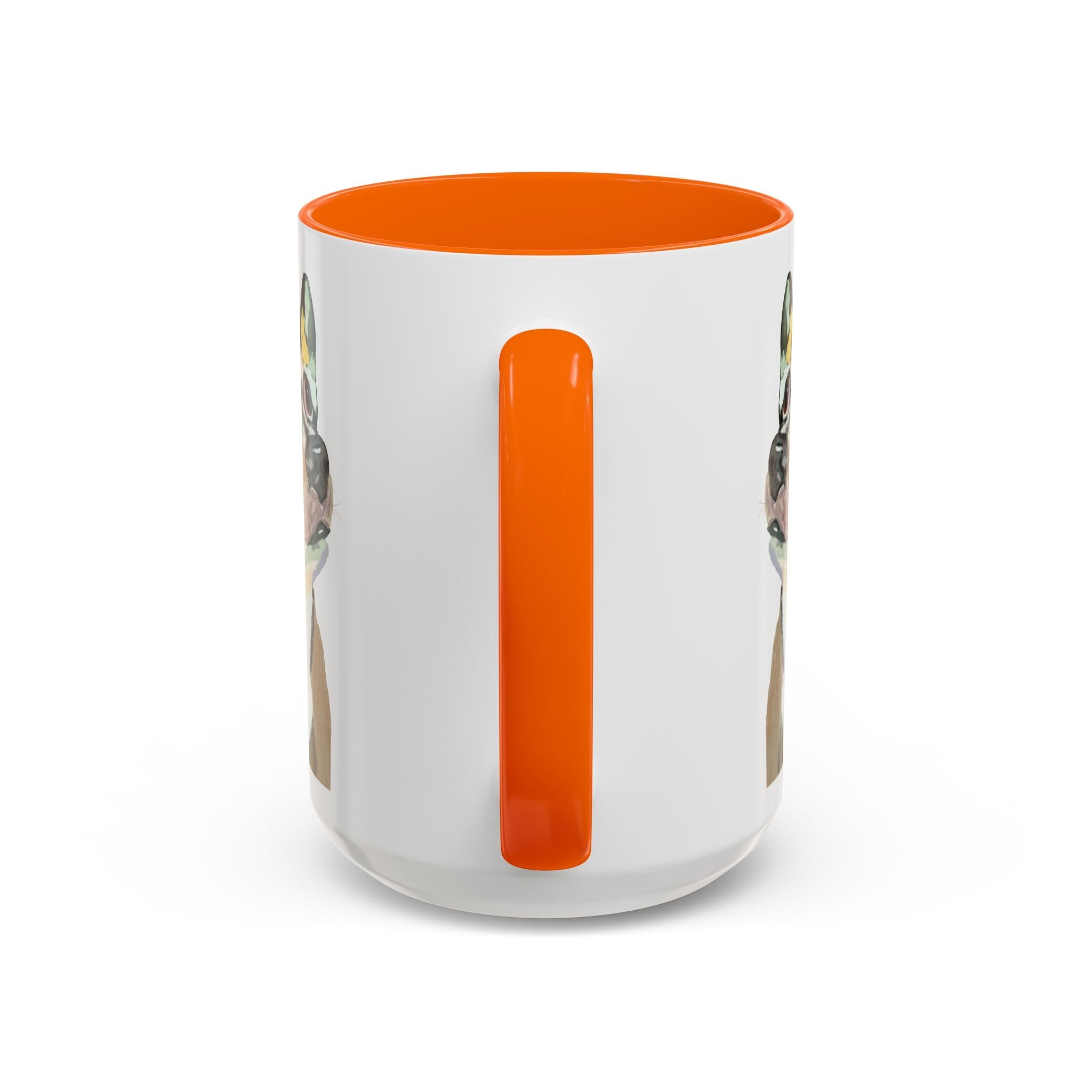 Chihuahua Two Tone Ceramic Coffee Mugs in 11 oz or 15 oz with multiple color options for the interior and handle - Blue Cava
