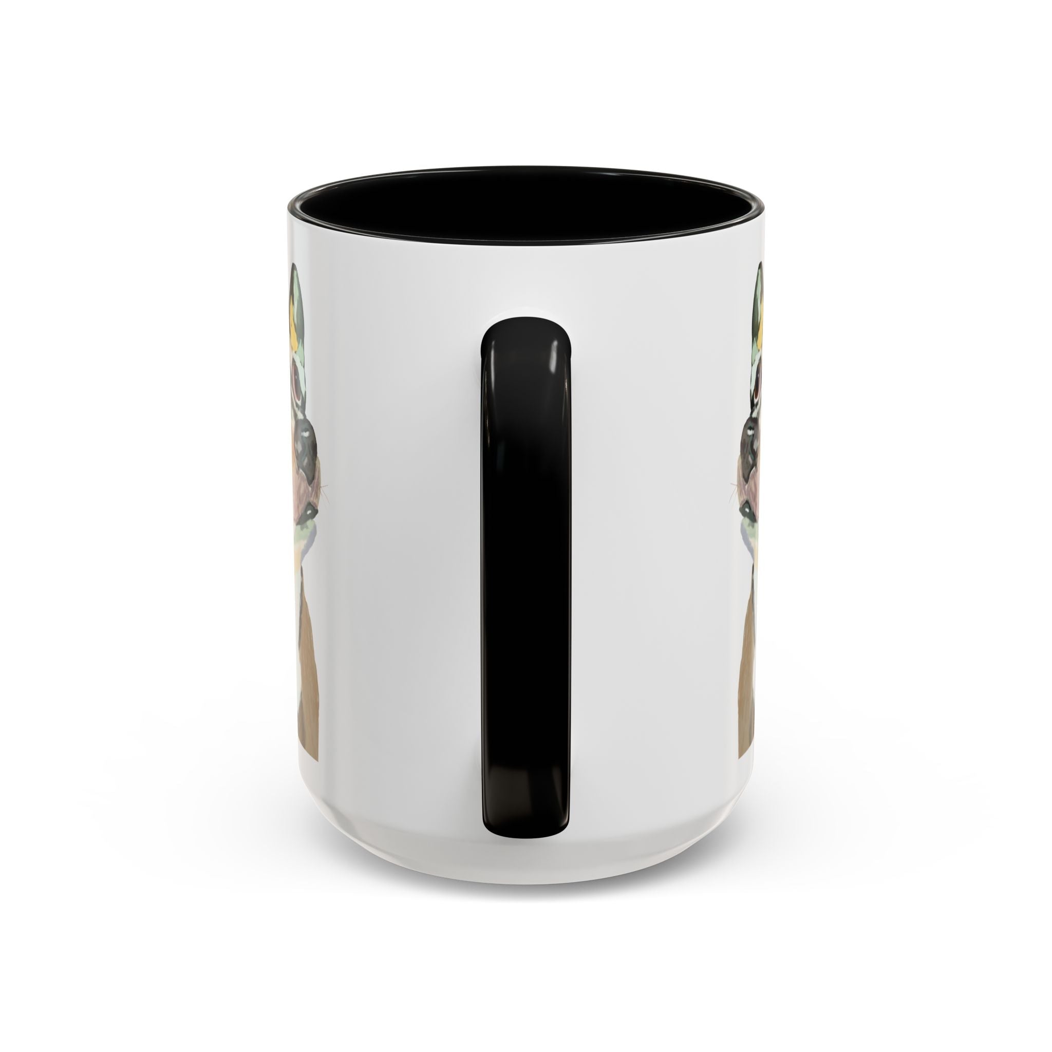 Chihuahua Two Tone Ceramic Coffee Mugs in 11 oz or 15 oz with multiple color options for the interior and handle - Blue Cava