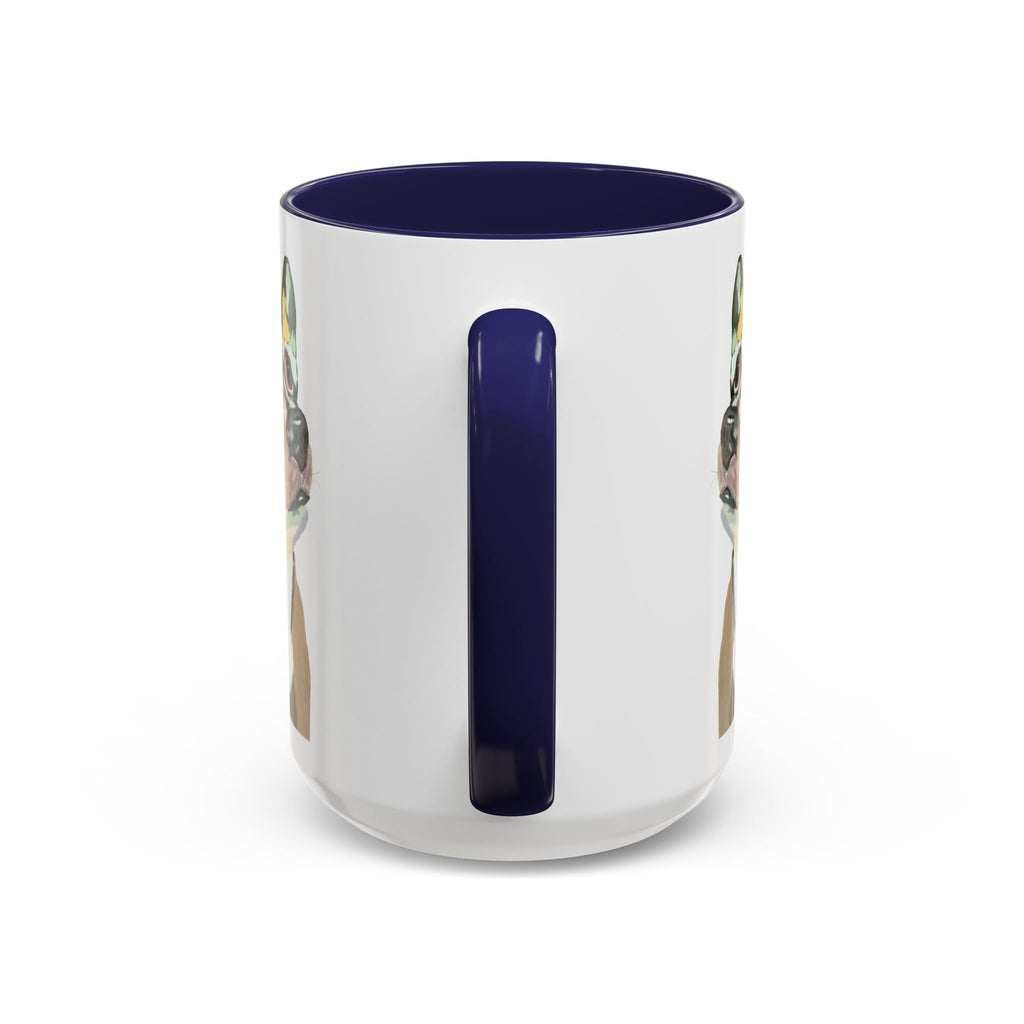 Chihuahua Two Tone Ceramic Coffee Mugs in 11 oz or 15 oz with multiple color options for the interior and handle - Blue Cava