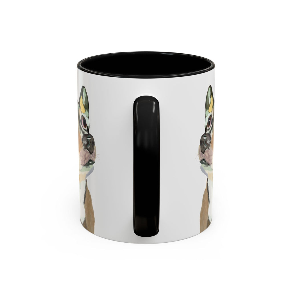Chihuahua Two Tone Ceramic Coffee Mugs in 11 oz or 15 oz with multiple color options for the interior and handle - Blue Cava