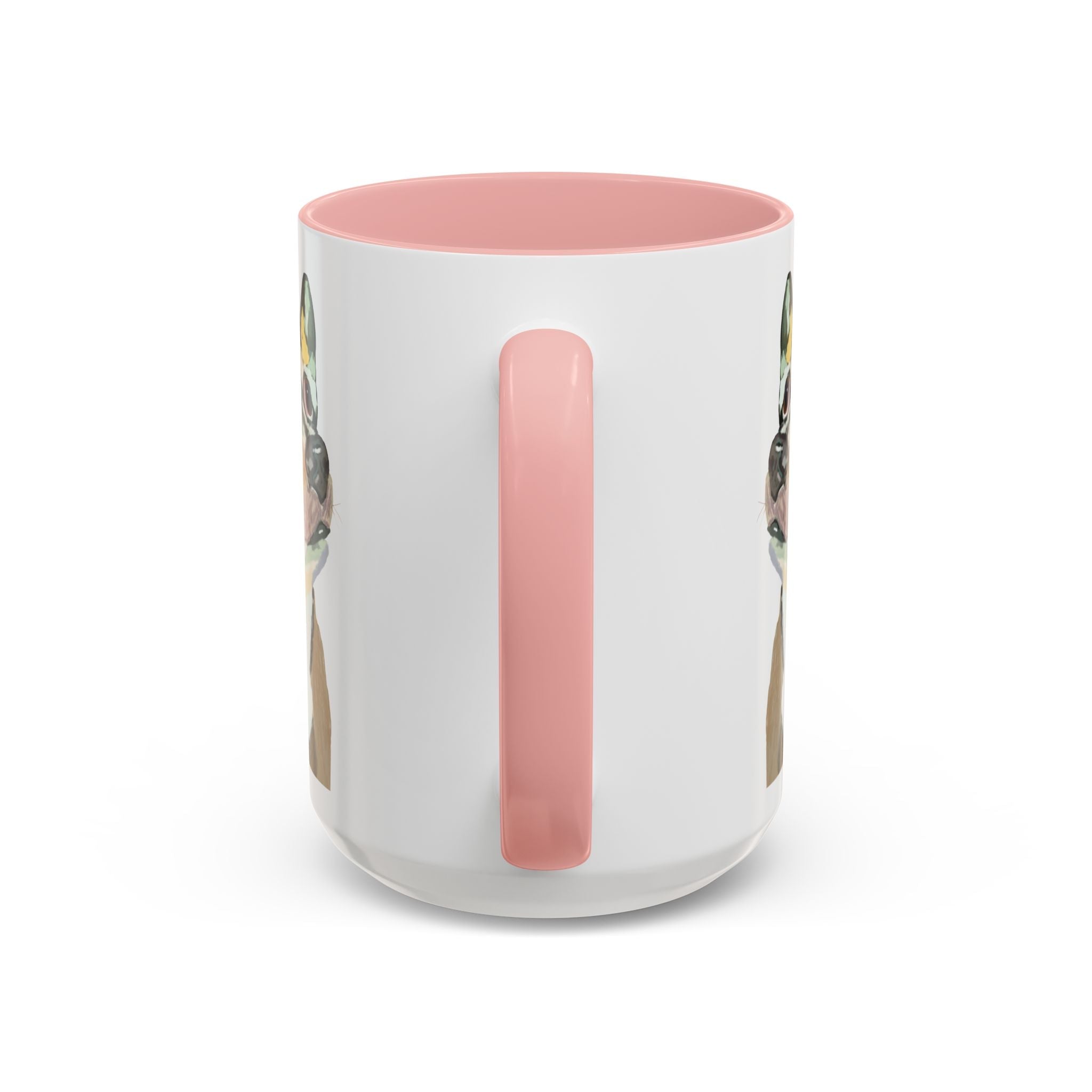 Chihuahua Two Tone Ceramic Coffee Mugs in 11 oz or 15 oz with multiple color options for the interior and handle - Blue Cava