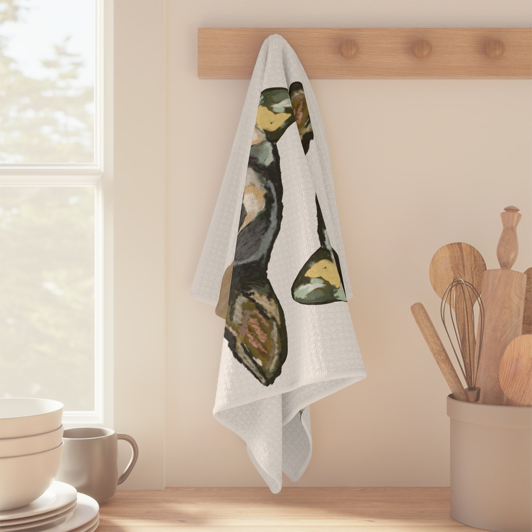 Chihuahua Watercolor Microfiber Waffle Kitchen Towel - Blue Cava