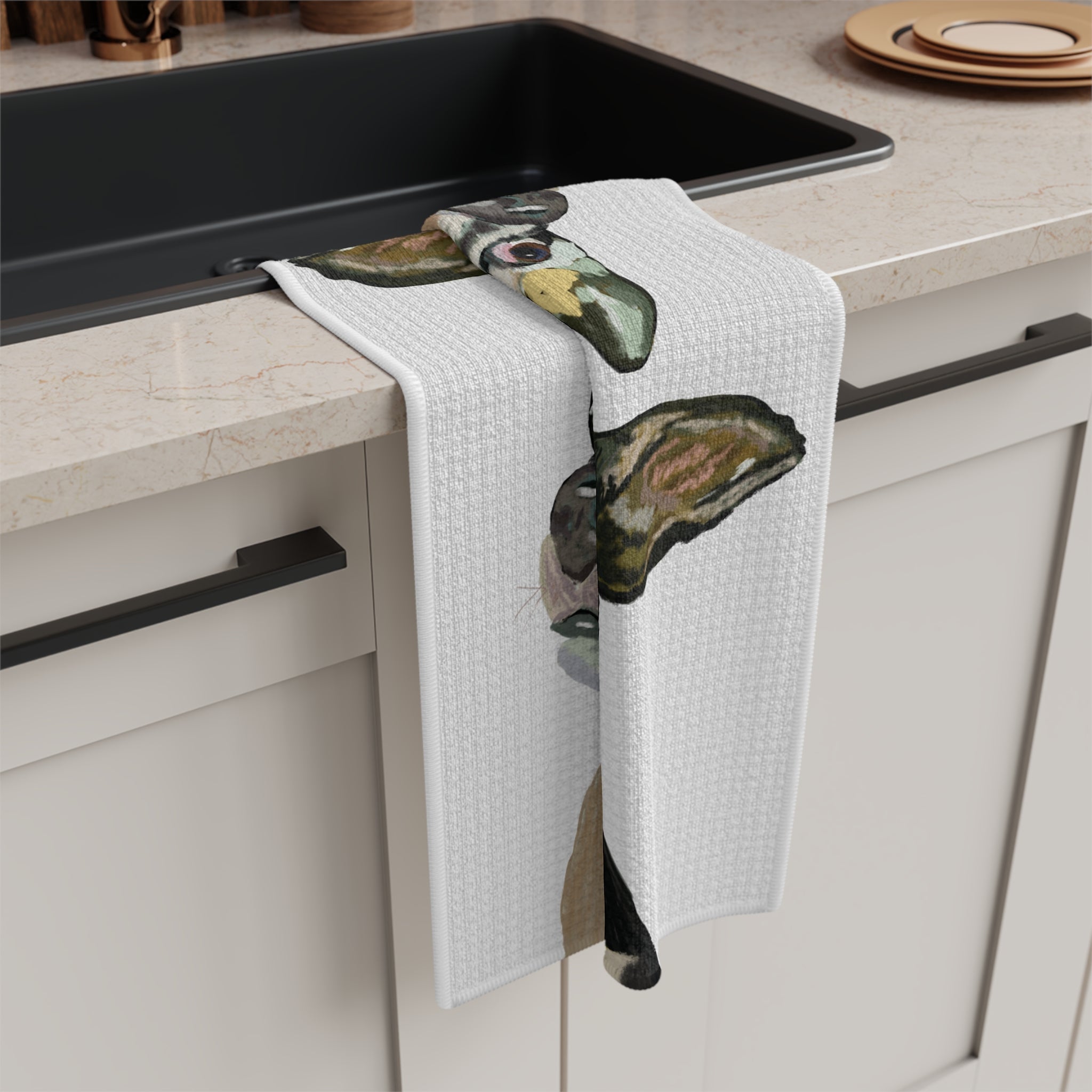 Chihuahua Watercolor Microfiber Waffle Kitchen Towel - Blue Cava