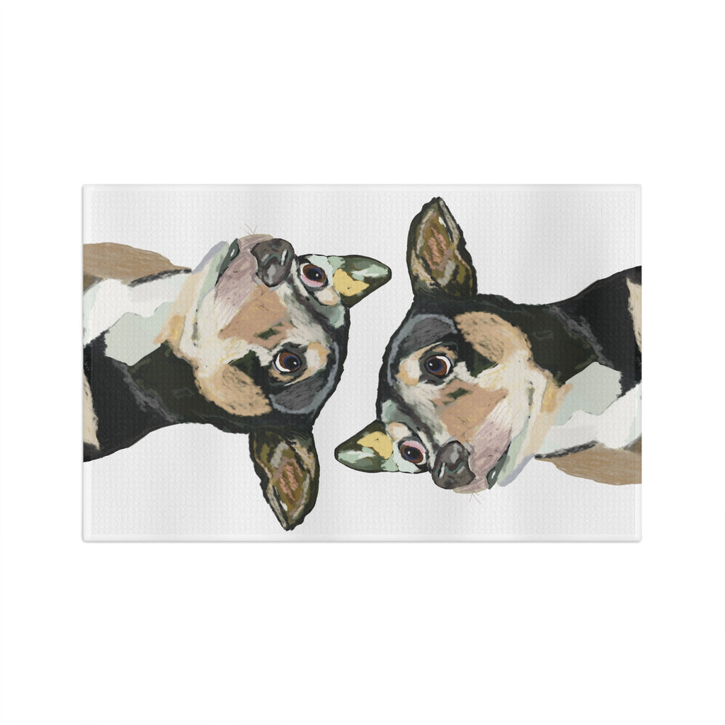 Chihuahua Watercolor Microfiber Waffle Kitchen Towel - Blue Cava