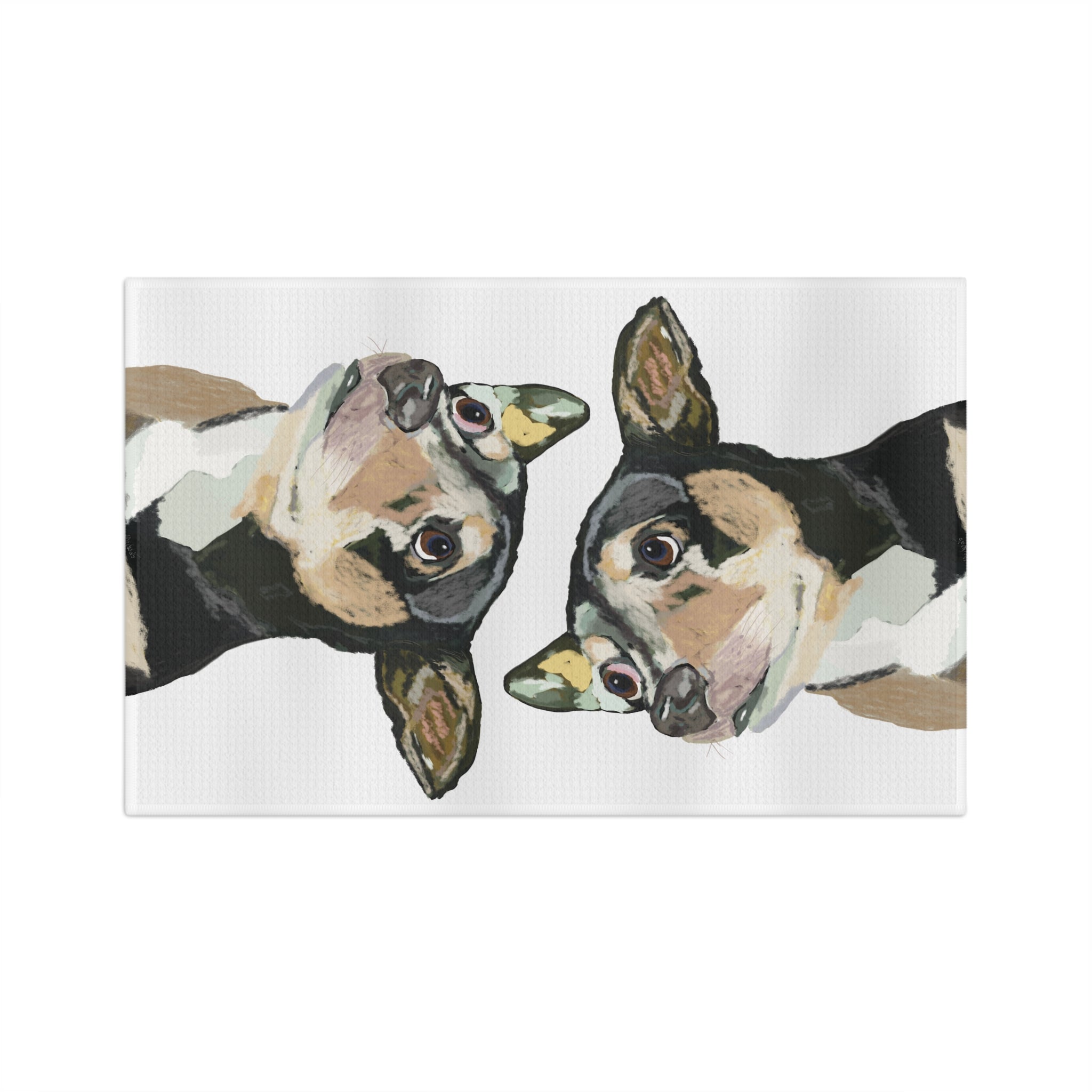 Chihuahua Watercolor Microfiber Waffle Kitchen Towel - Blue Cava