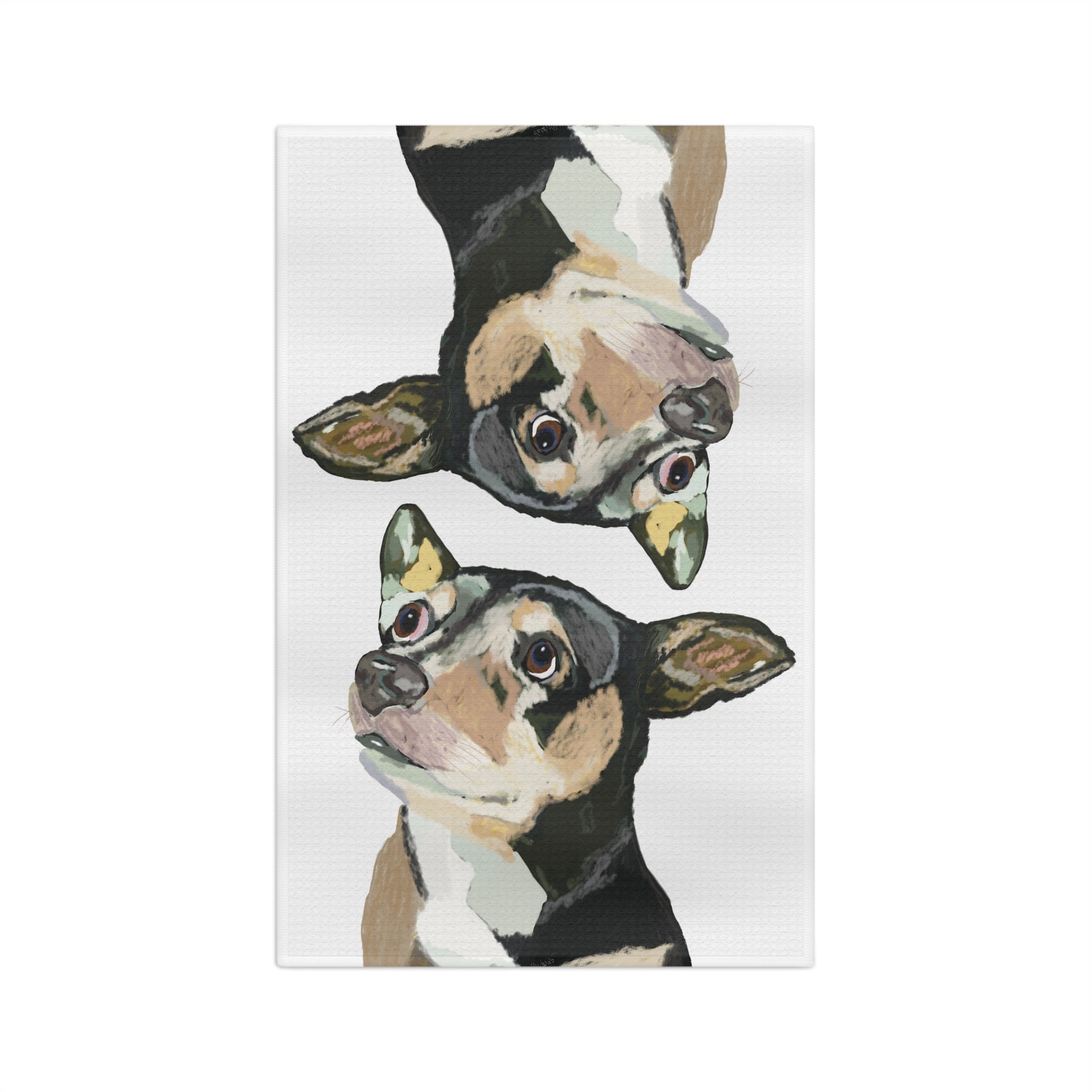 Chihuahua Watercolor Microfiber Waffle Kitchen Towel - Blue Cava