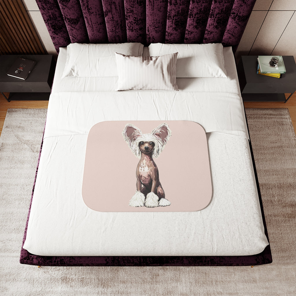 Chinese Crested Dog Sherpa Blanket - Blue Cava