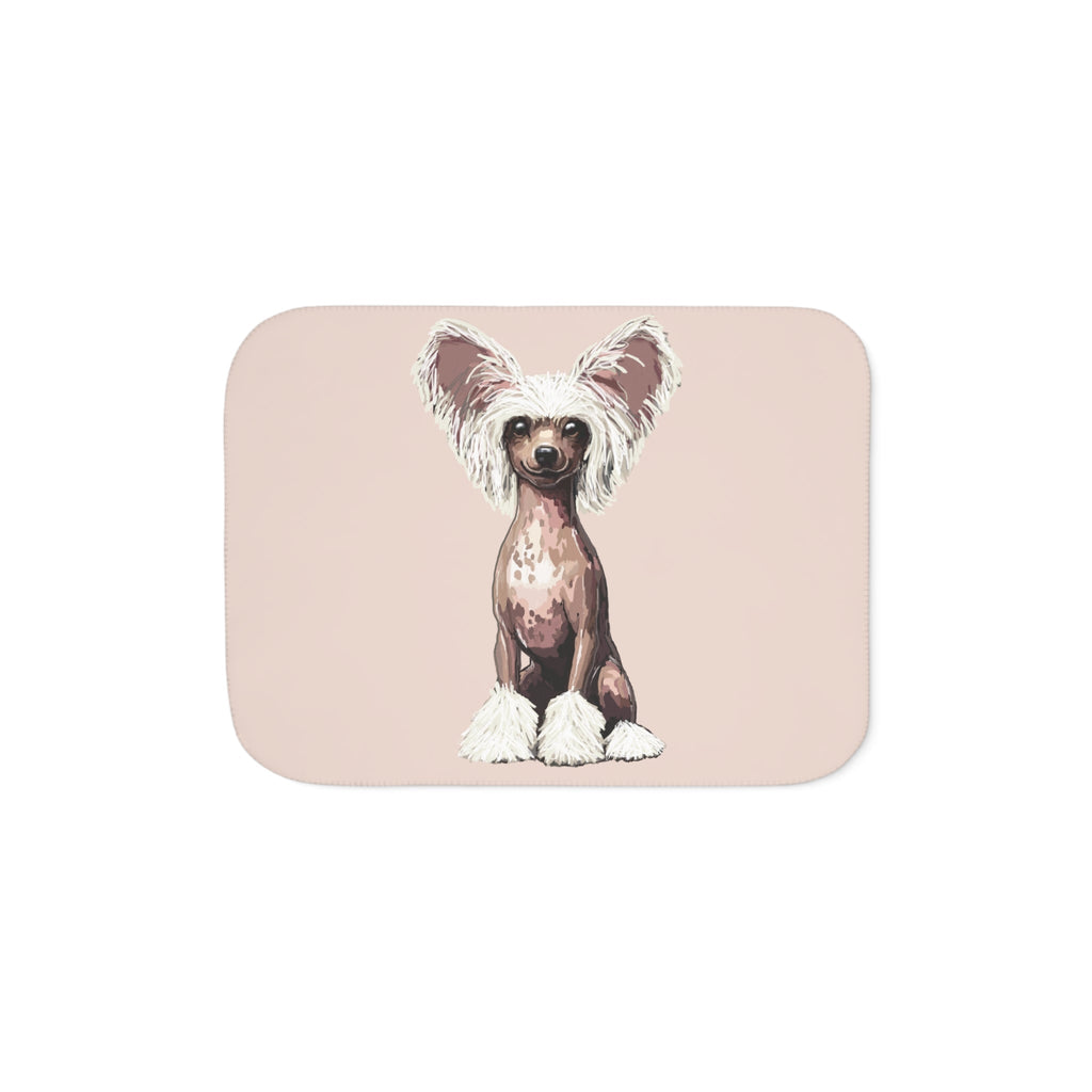 Chinese Crested Dog Sherpa Blanket - Blue Cava