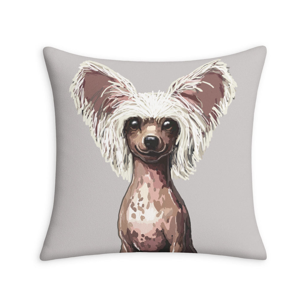Chinese Crested Dog Throw Pillow Case - Blue Cava