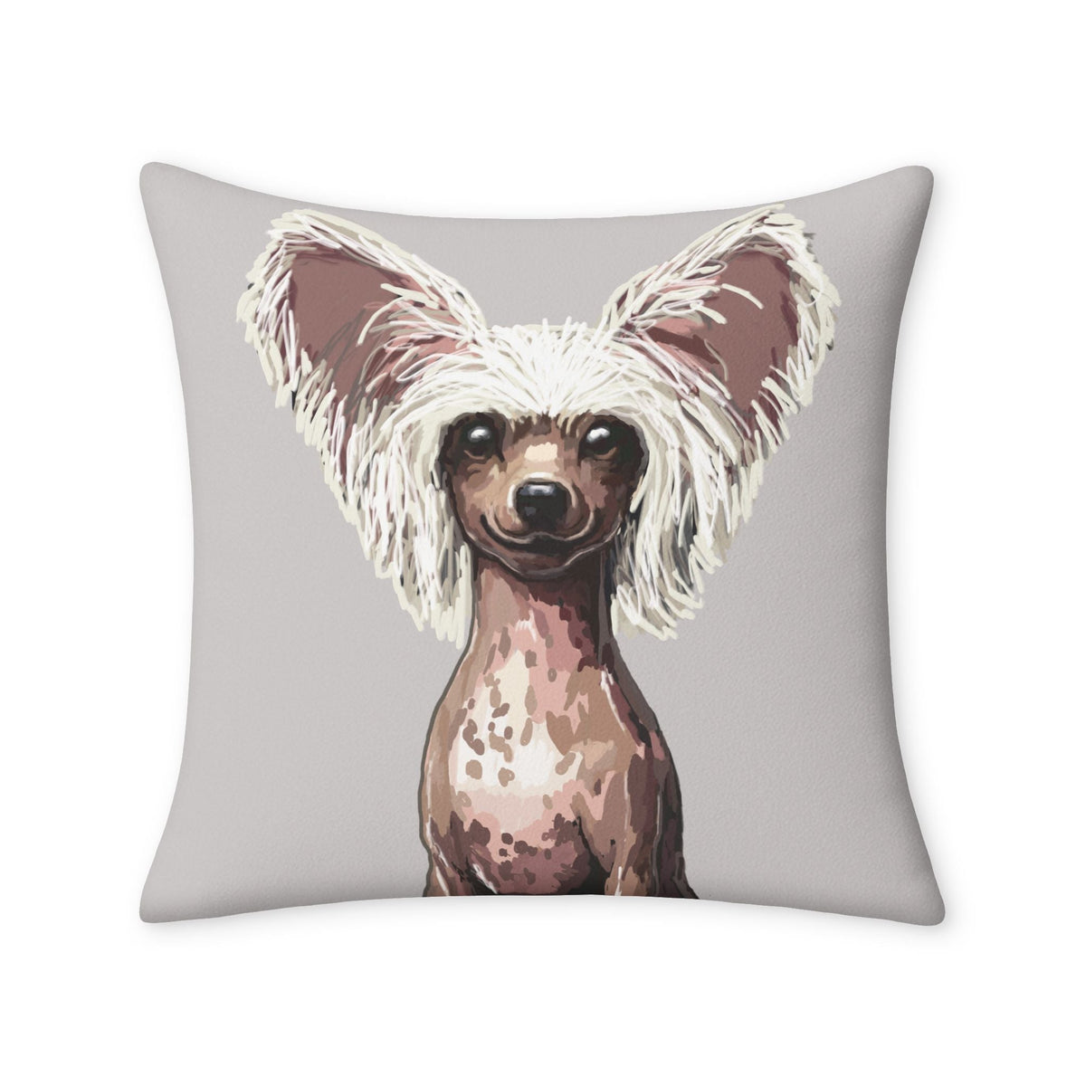 Chinese Crested Dog Throw Pillow Case - Blue Cava