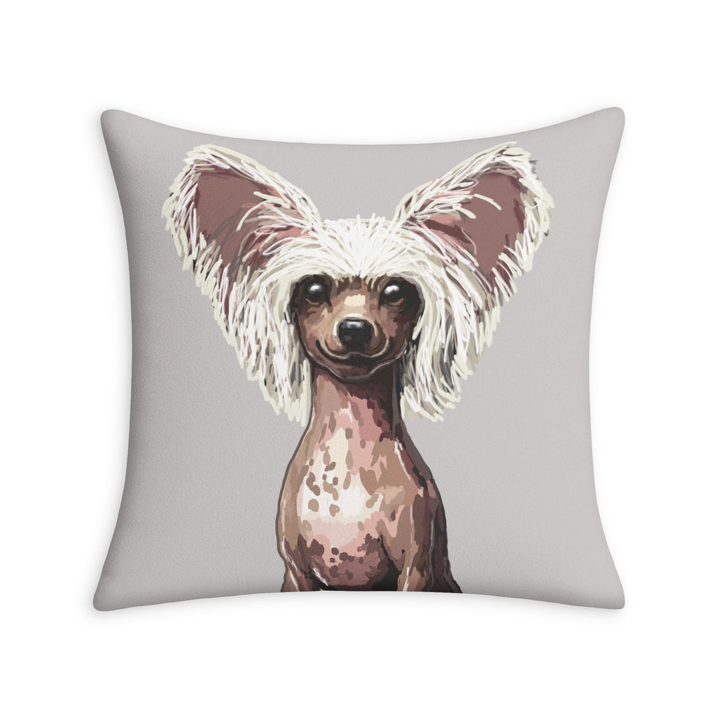 Chinese Crested Dog Throw Pillow Case - Blue Cava
