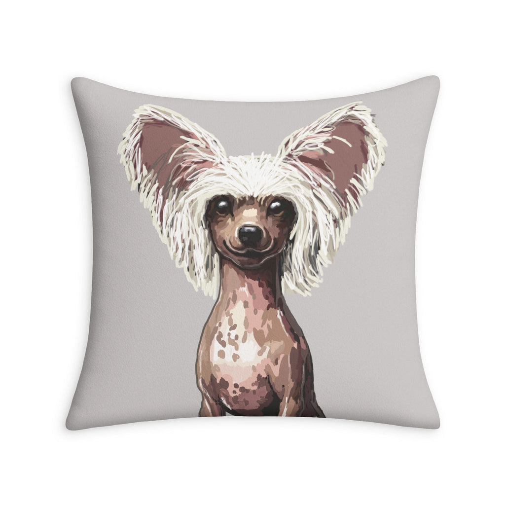 Chinese Crested Dog Throw Pillow Case - Blue Cava