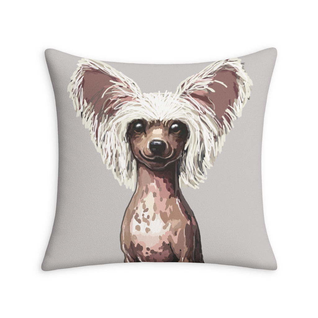 Chinese Crested Dog Throw Pillow Case - Blue Cava