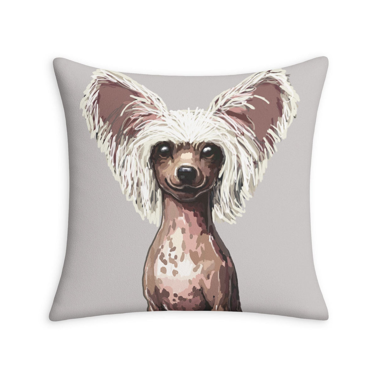 Chinese Crested Dog Throw Pillow Case - Blue Cava