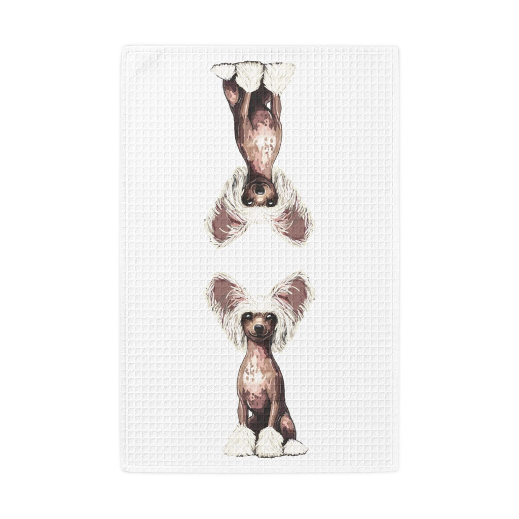 Chinese Crested Dog Waffle Weave Kitchen Towel - Blue Cava