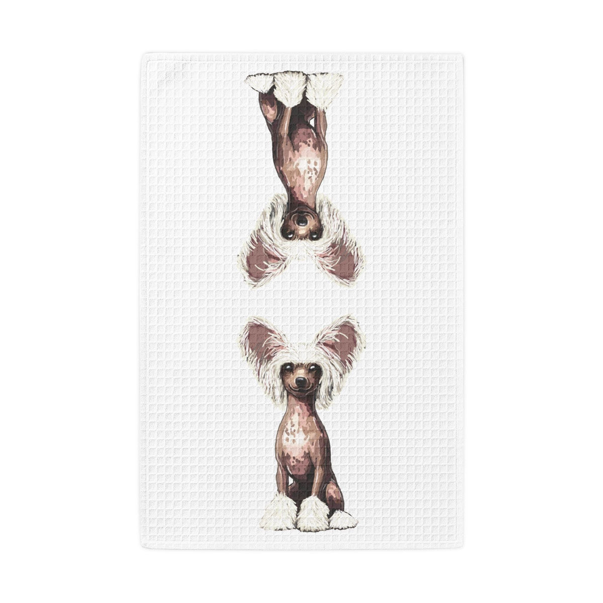 Chinese Crested Dog Waffle Weave Kitchen Towel - Blue Cava