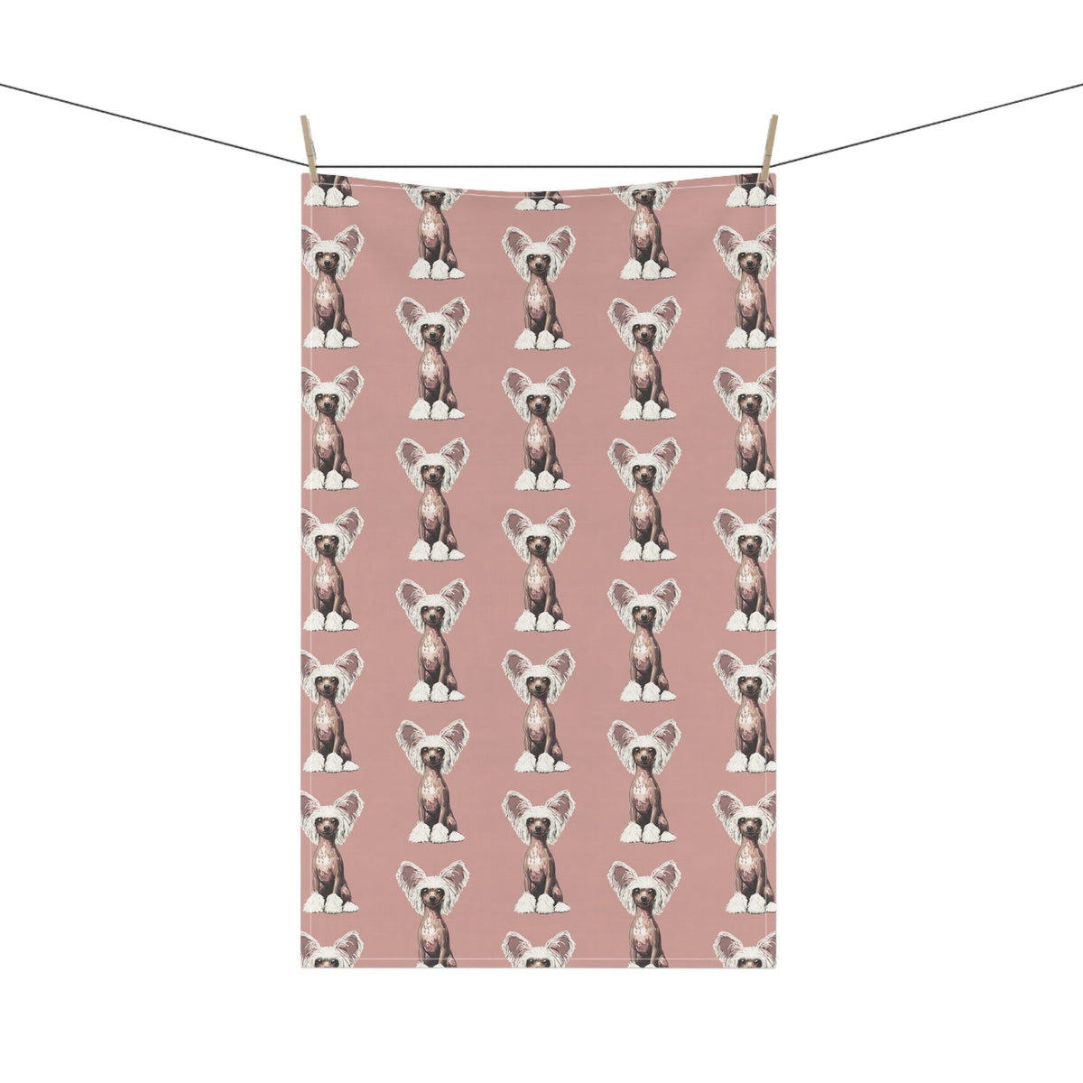 Chinese Crested Linen Kitchen Tea Towel - Blue Cava