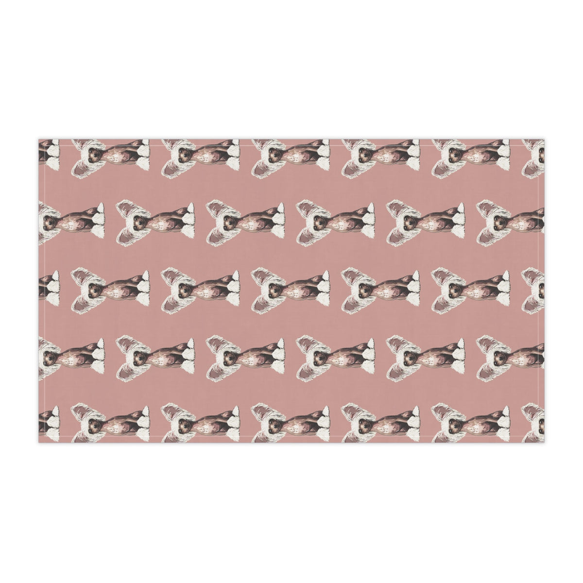 Chinese Crested Linen Kitchen Tea Towel - Blue Cava