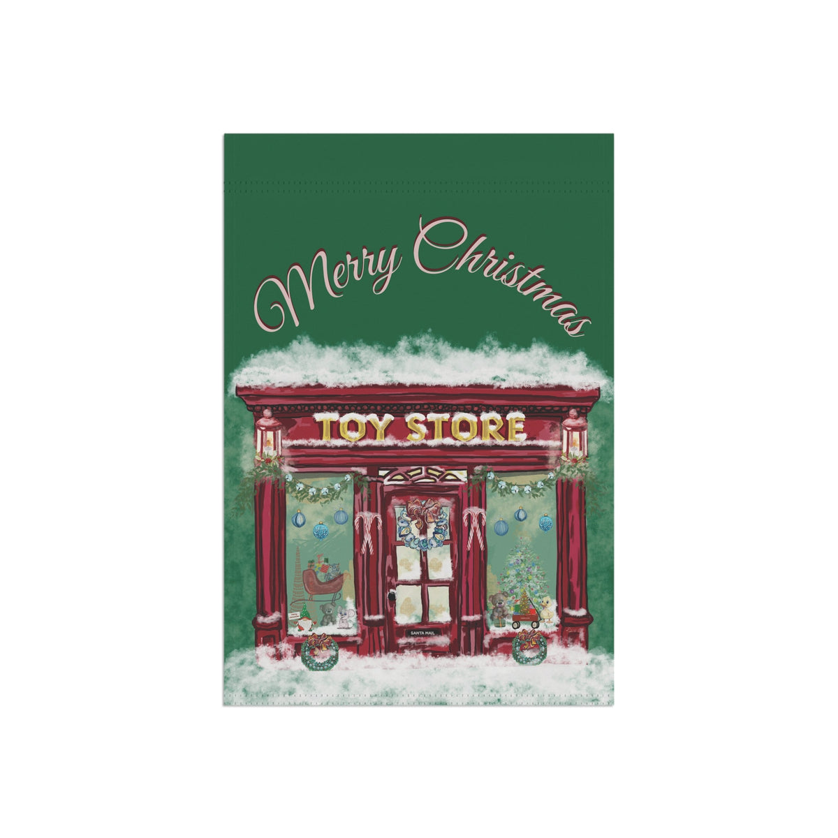 Christmas Toy Store Garden Flag - Blue Cava