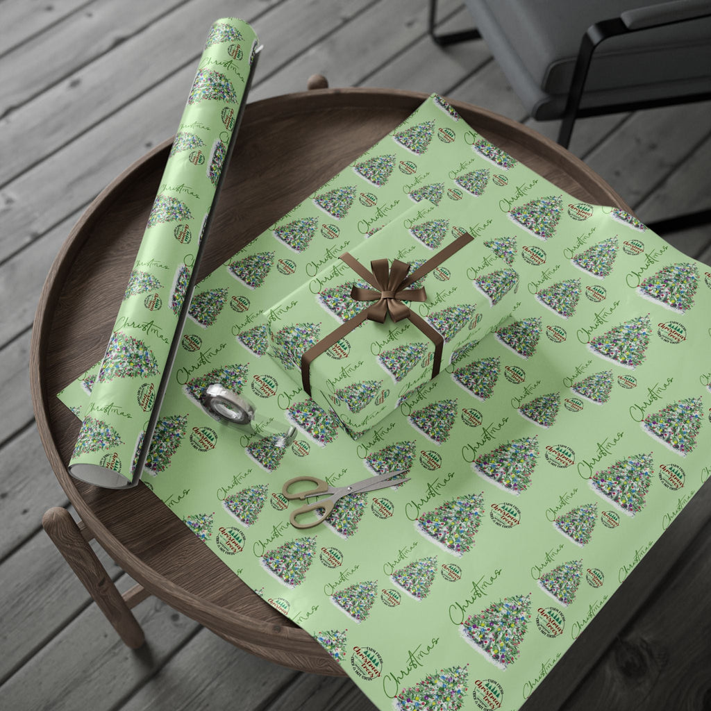 Christmas Tree Gift Wrapping Paper - Eco Friendly - Blue Cava