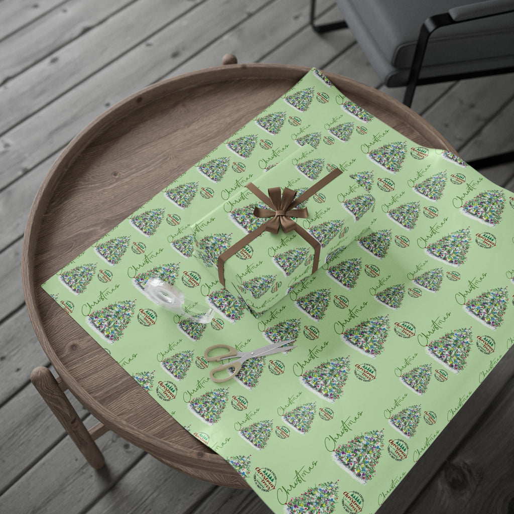 Christmas Tree Gift Wrapping Paper - Eco Friendly - Blue Cava