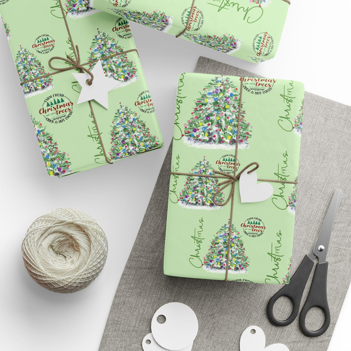 Christmas Tree Gift Wrapping Paper - Eco Friendly - Blue Cava