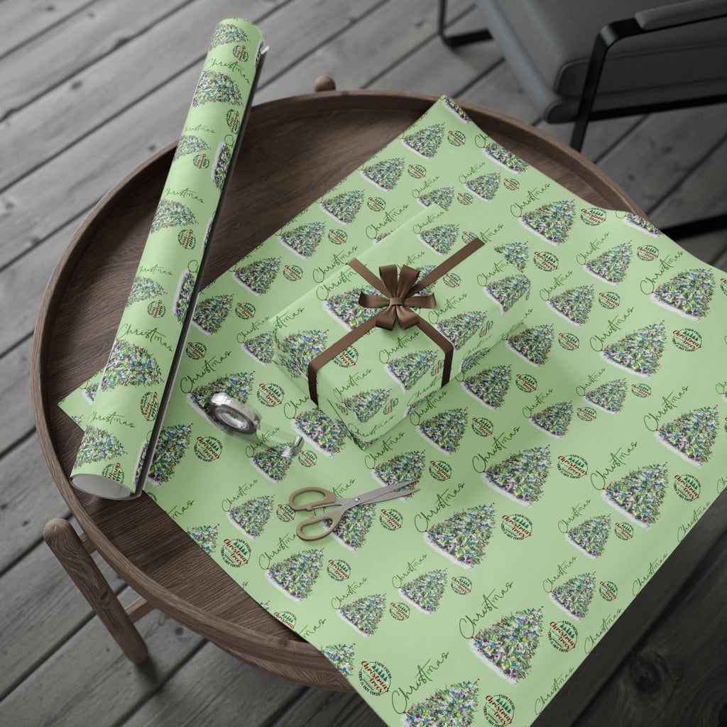 Christmas Tree Gift Wrapping Paper - Eco Friendly - Blue Cava