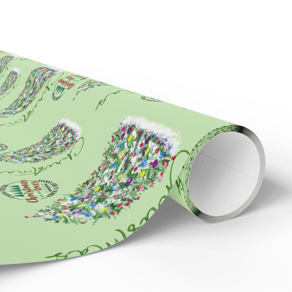 Christmas Tree Gift Wrapping Paper - Eco Friendly - Blue Cava