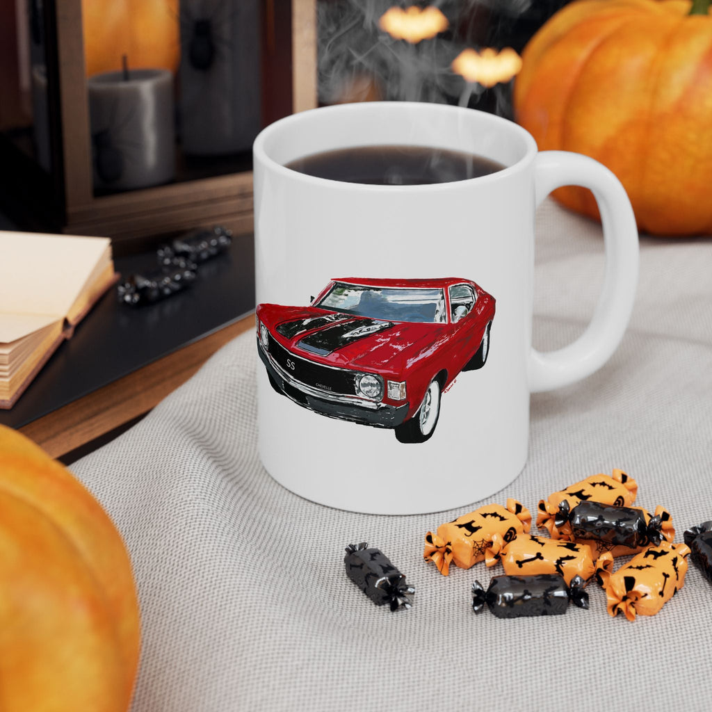 Classic Chevrolet Chevelle 1965 Ceramic Coffee Mug - Blue Cava