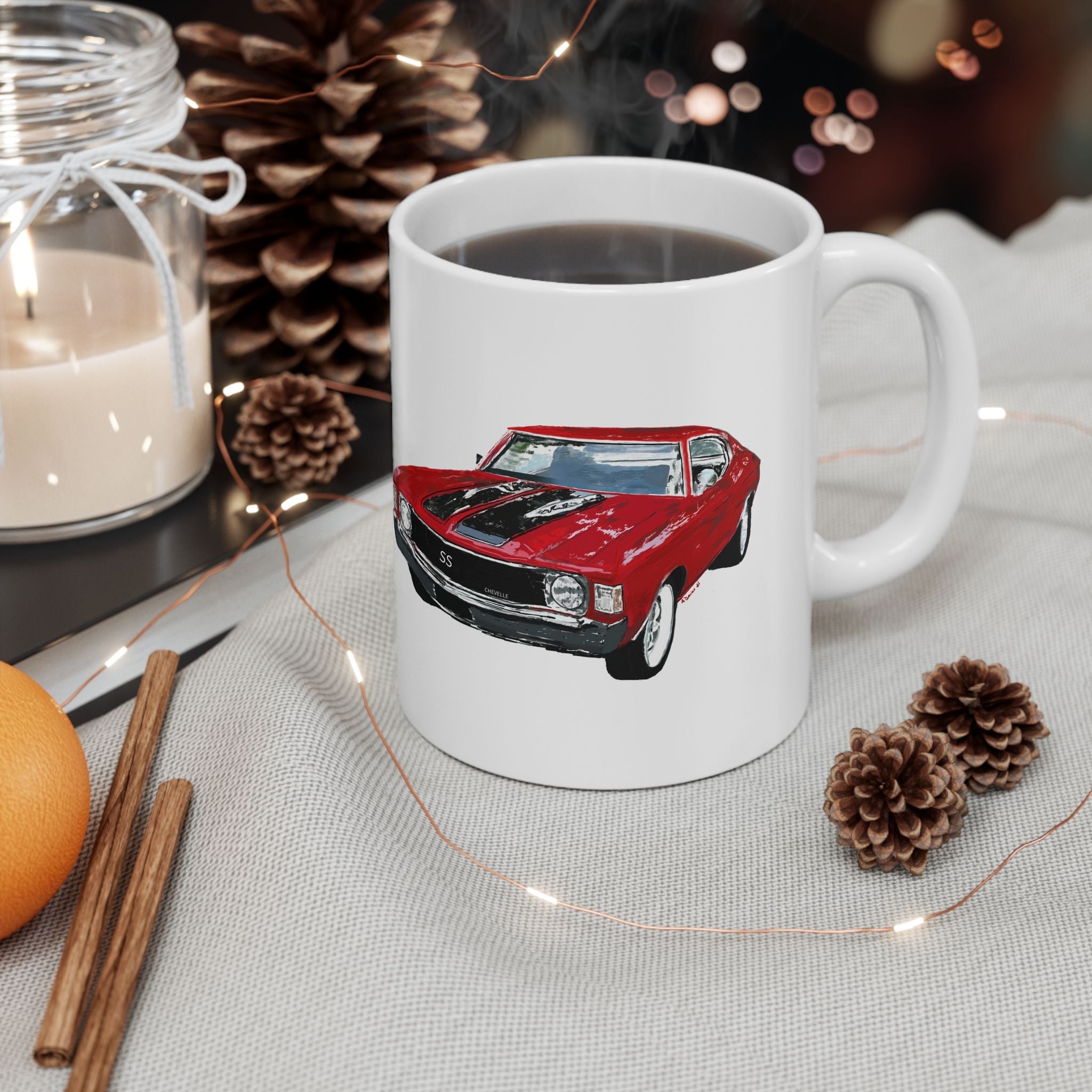 Classic Chevrolet Chevelle 1965 Ceramic Coffee Mug - Blue Cava