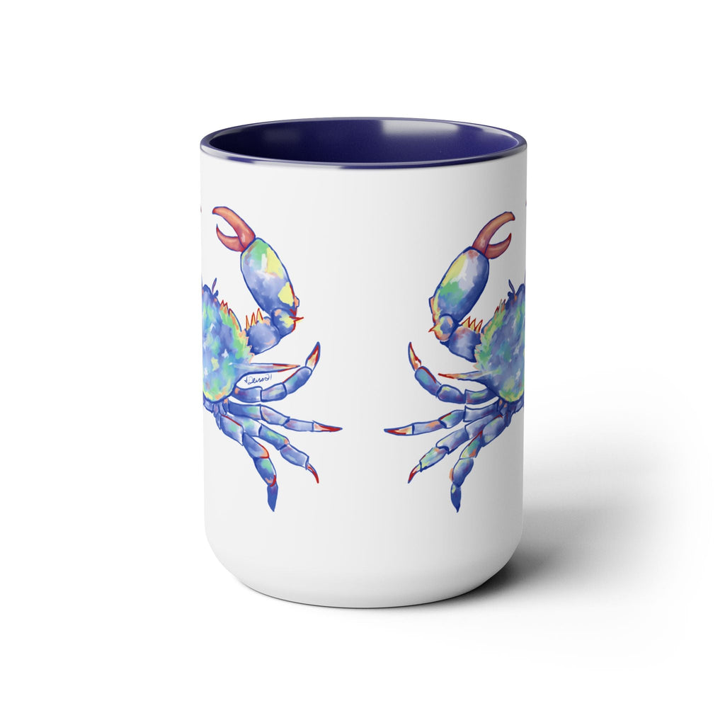 Coastal Blue Crab Two - Tone Ceramic Coffee Mugs - Blue Cava