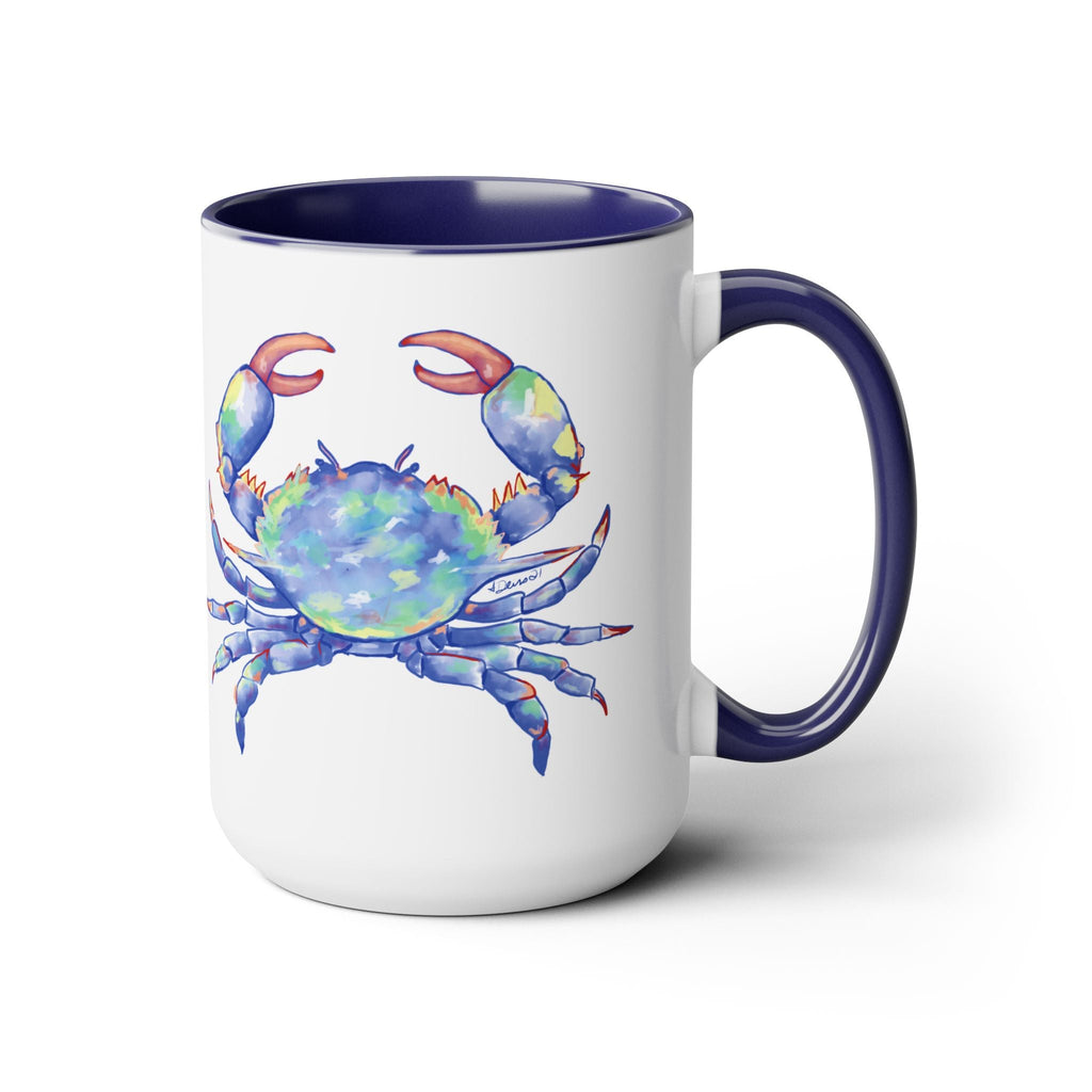Coastal Blue Crab Two - Tone Ceramic Coffee Mugs - Blue Cava