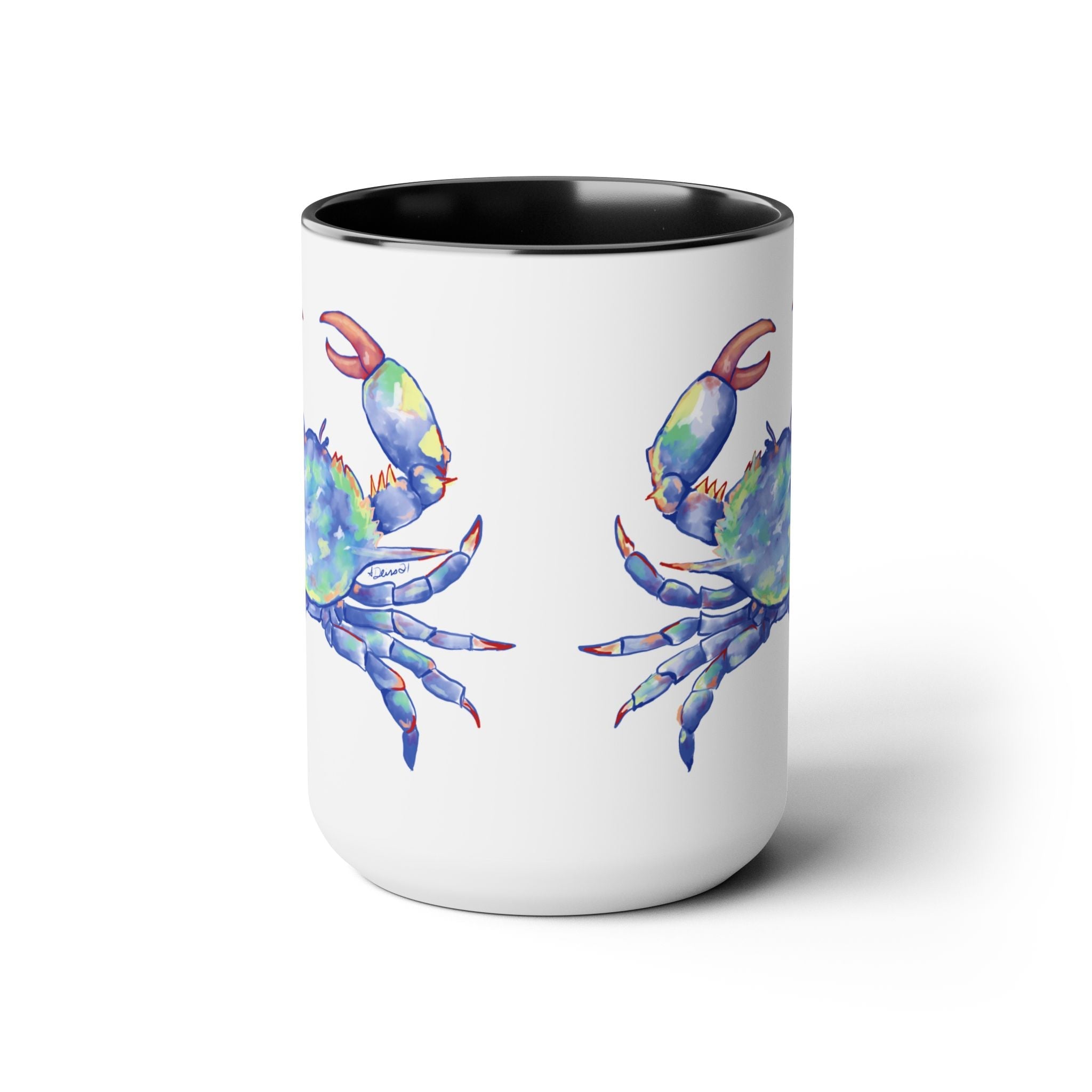 Coastal Blue Crab Two - Tone Ceramic Coffee Mugs - Blue Cava