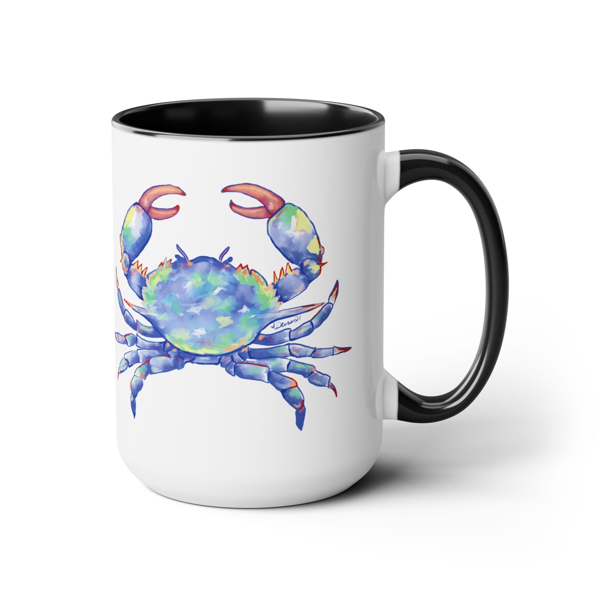 Coastal Blue Crab Two - Tone Ceramic Coffee Mugs - Blue Cava