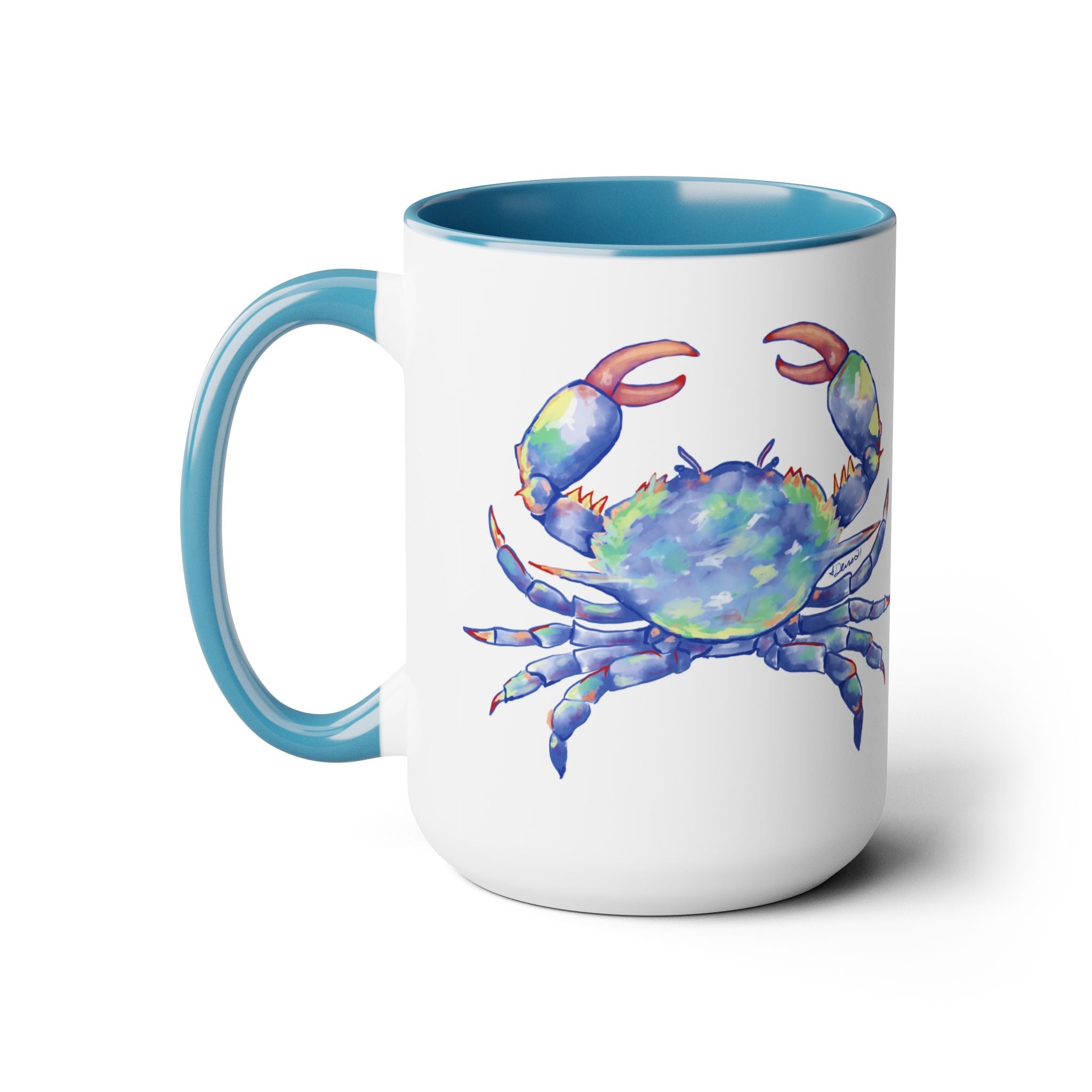 Coastal Blue Crab Two - Tone Ceramic Coffee Mugs - Blue Cava