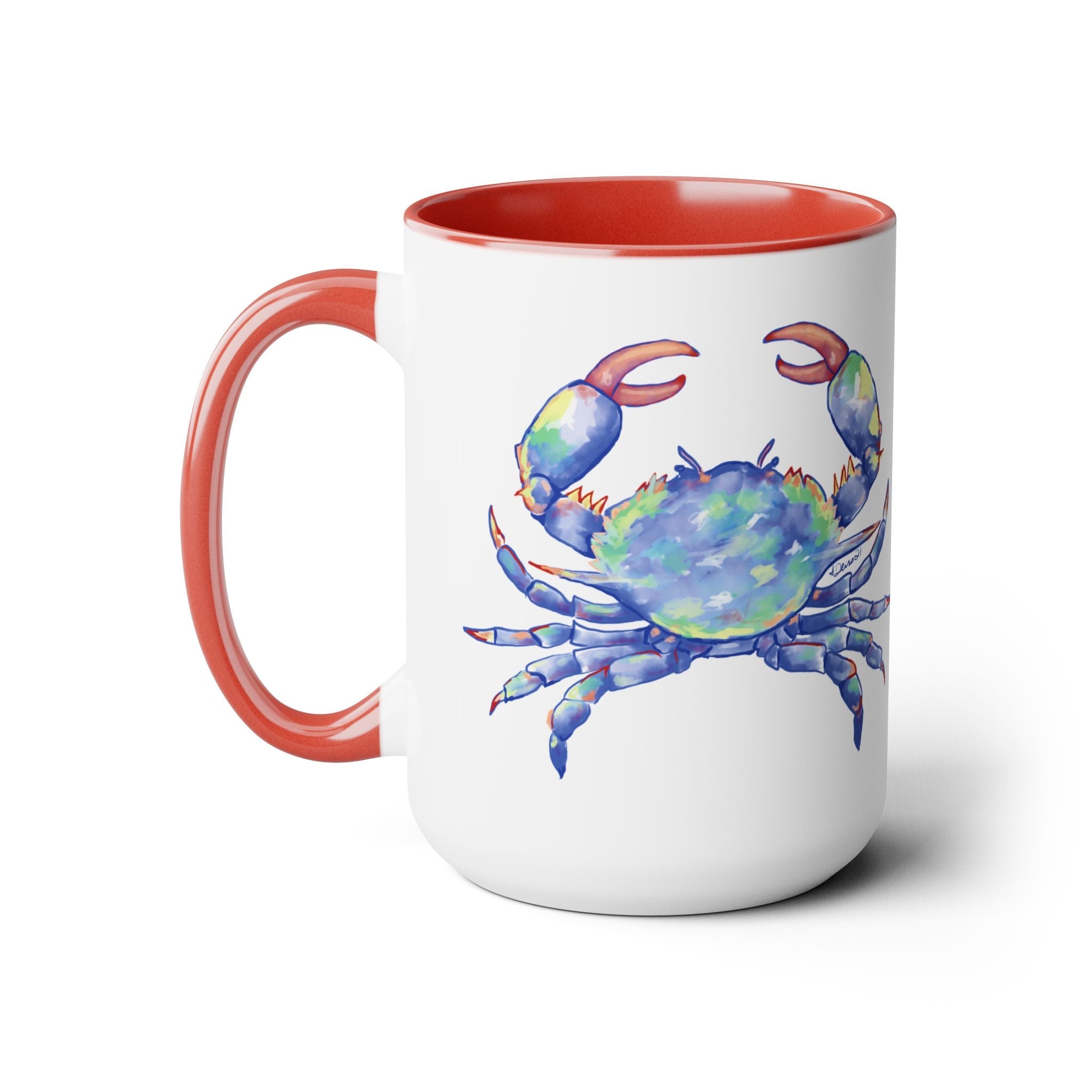 Coastal Blue Crab Two - Tone Ceramic Coffee Mugs - Blue Cava