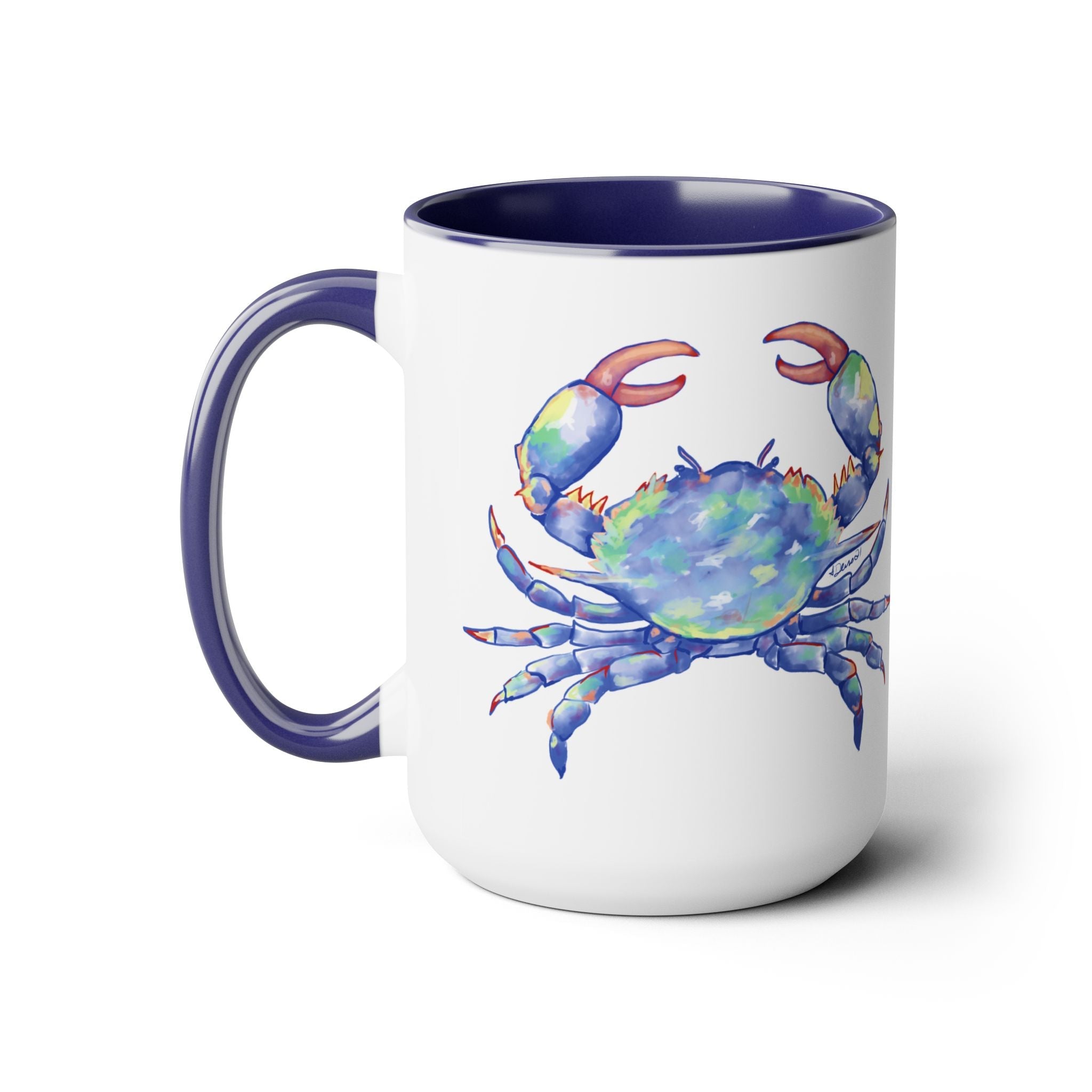 Coastal Blue Crab Two - Tone Ceramic Coffee Mugs - Blue Cava