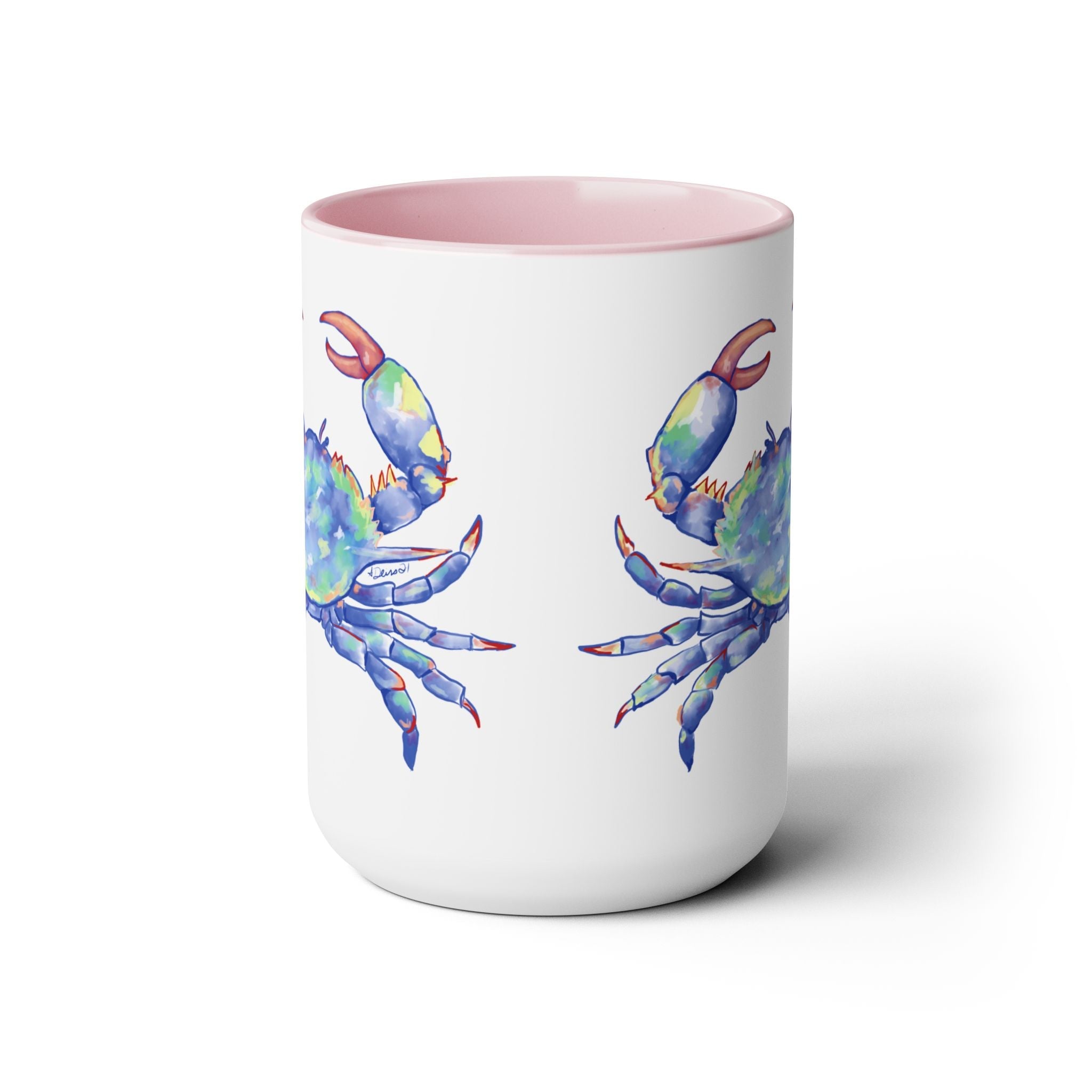 Coastal Blue Crab Two - Tone Ceramic Coffee Mugs - Blue Cava