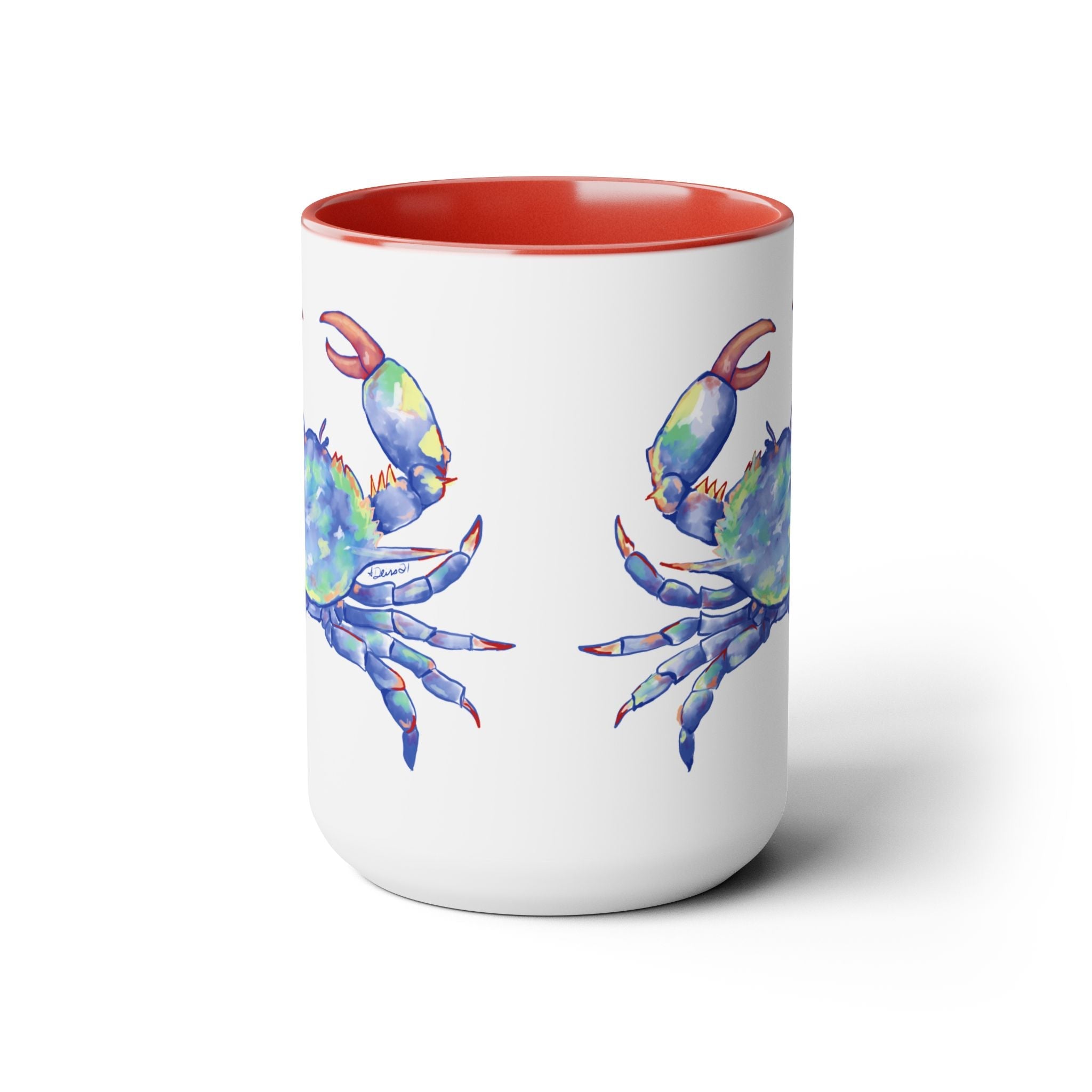 Coastal Blue Crab Two - Tone Ceramic Coffee Mugs - Blue Cava