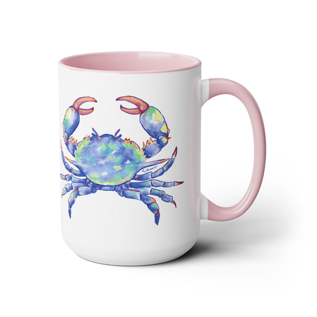 Coastal Blue Crab Two - Tone Ceramic Coffee Mugs - Blue Cava